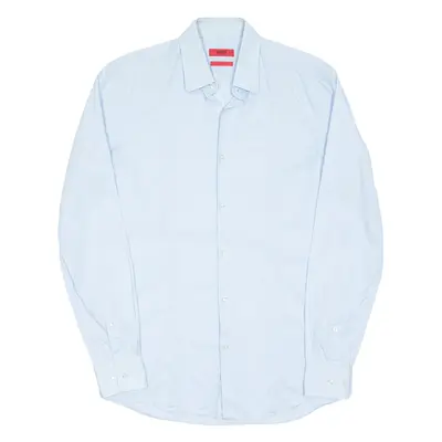 HUGO Slim Fit Womens Plain Shirt Blue Long Sleeve XL