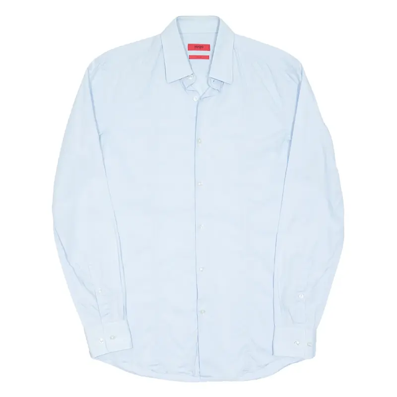 HUGO Slim Fit Womens Plain Shirt Blue Long Sleeve XL