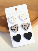 Cute Leopard Pattern Heart Shaped Earrings, Gifts for Wife, Fashionable Jewelry for Women & Girls, Trendy All-match & Exquis...