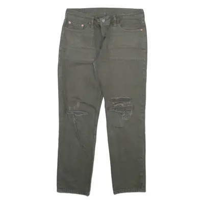 LEVI'S 501CT Jeans Distressed Mens Grey Regular Tapered Stone Wash W31 L28
