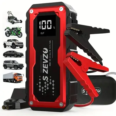 8000A Peak Portable Car Jump Starter with LED Light – Emergency Booster Battery Pack, Power Bank, Wireless Charging, Car Ba...