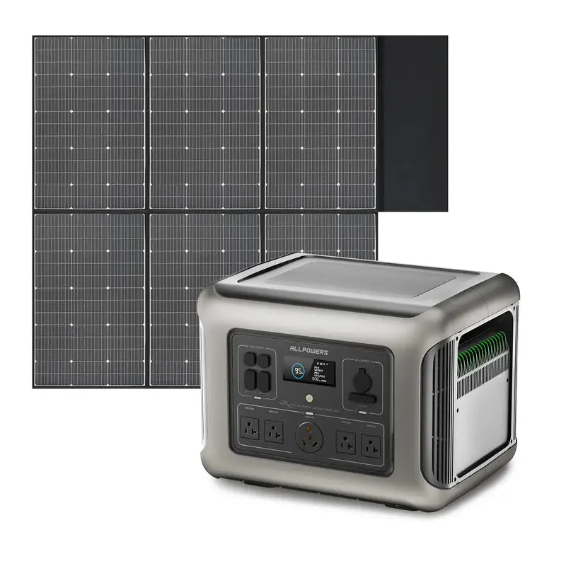 ALLPOWERS R2500 Portable Power Station Home Backup 2500W 2016Wh R2500+ SF039 Solar Panel 600W