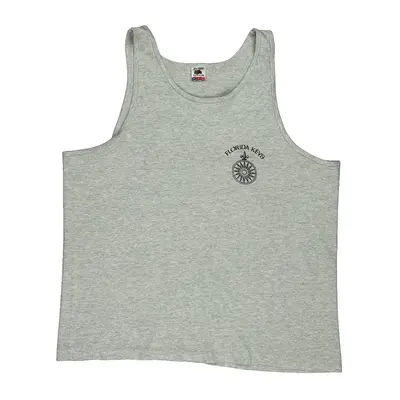 Single Stitch Florida Keys Made In Usa Fruit Of The Loom Graphic Vest - XL Grey Cotton Blend