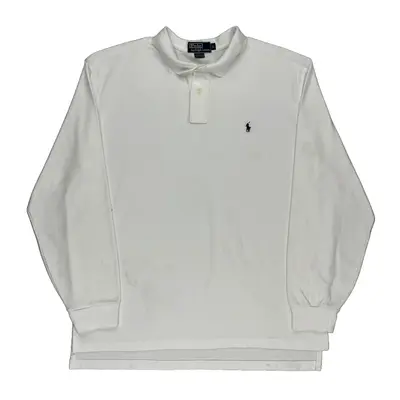 Ralph Lauren Long Sleeve Polo Shirt - XL White Cotton | Size: x-large