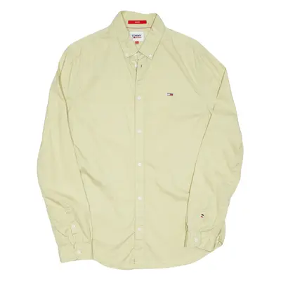 TOMMY HILFIGER Mens Plain Shirt Yellow Long Sleeve M