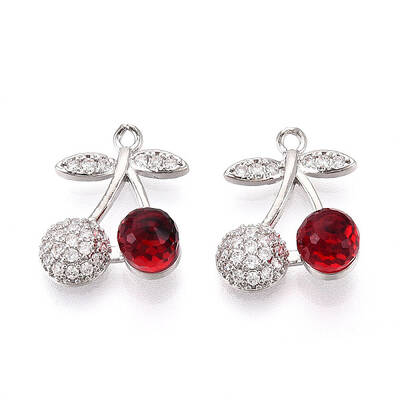 Brass Micro Pave Cubic Zirconia and Glass Pendants