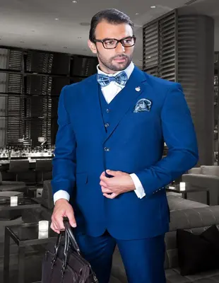 Statement Big & Tall Mens 100% Wool 3 Piece Fashion Suit