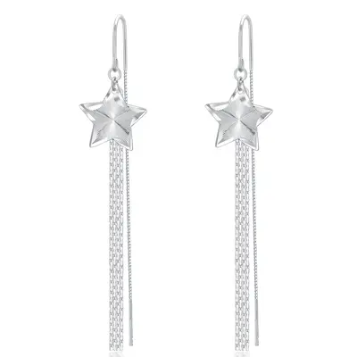 Sterling Silver Star Drop Earrings for Women