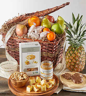 Sympathy Gourmet Fruits and Snacks Gift Basket - FedEx