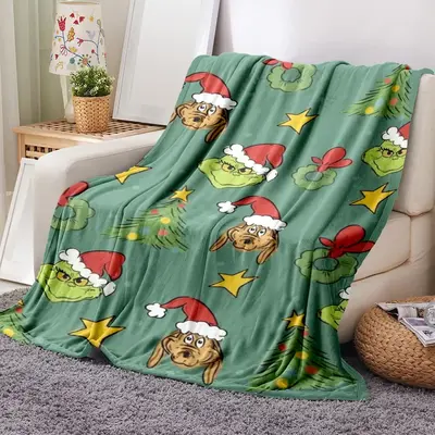 Cartoon Monster Pattern Blanket, 1 Count Soft Comfortable Throw Blanket, Warm Napping Blanket for Home Office Travel Outdoor ...