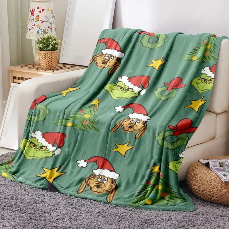 Cartoon Monster Pattern Blanket, 1 Count Soft Comfortable Throw Blanket, Warm Napping Blanket for Home Office Travel Outdoor ...