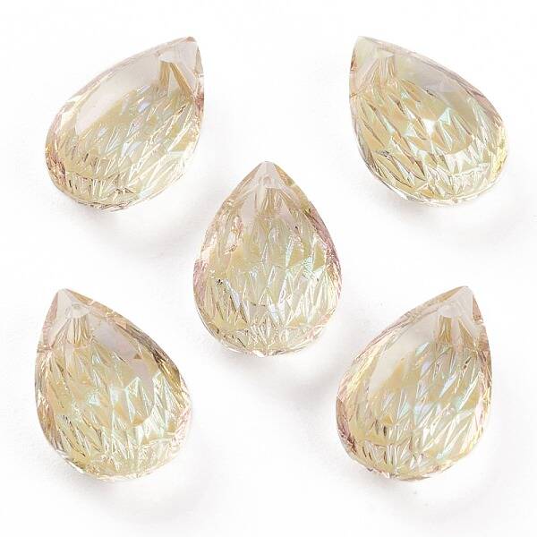 Embossed Glass Rhinestone Pendants