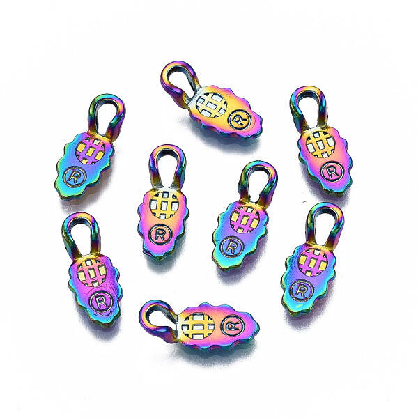 Rainbow Color Alloy Glue-on Flat Pad Bails for Pendant Making