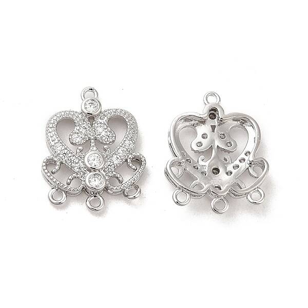 Brass with Clear Cubic Zirconia Connector Charms