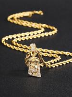 Jesus Head Pendant Necklace, Rhinestone Decor Cuban Chain Necklace, Fashion Jewelry for Party, Daily Clothing Decor, Trendy A...