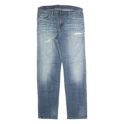 CARHARTT Distressed Mens Jeans Blue Regular Straight Stone Wash W34 L32