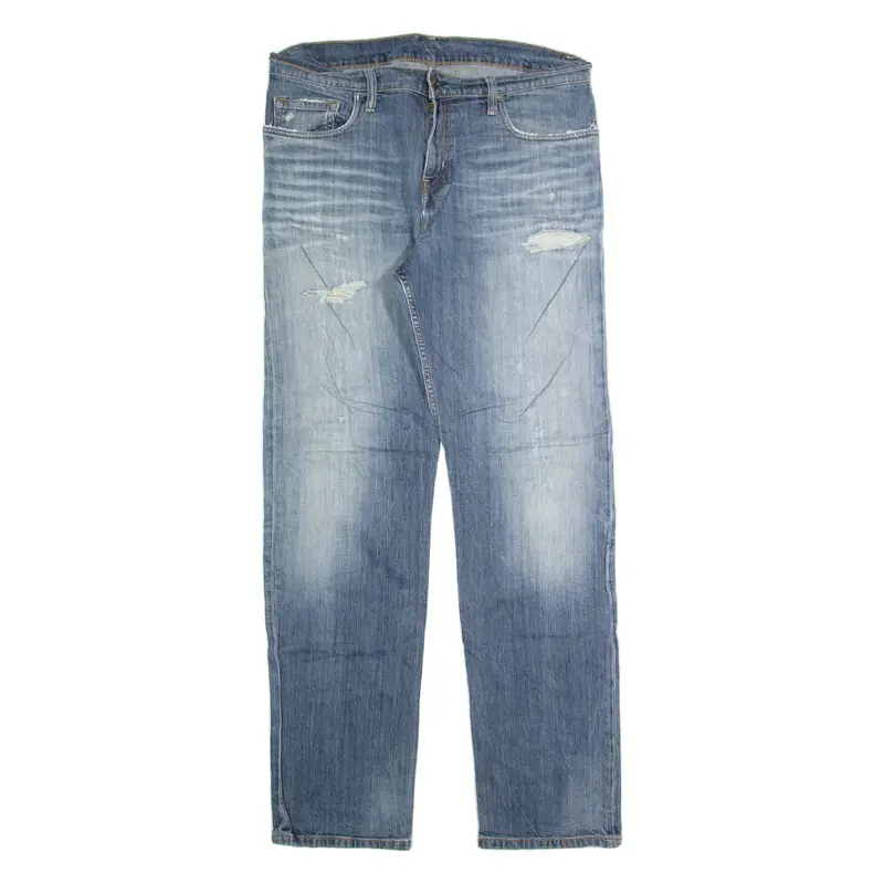 CARHARTT Distressed Mens Jeans Blue Regular Straight Stone Wash W34 L32