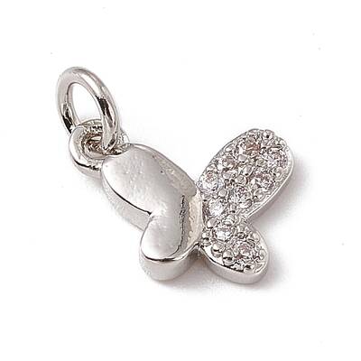 Brass Micro Pave Clear Cubic Zirconia Butterfly Charms
