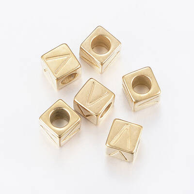304 Stainless Steel Large Hole Letter European Beads