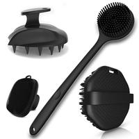 Silicone Body Care Brush Set, 4 Counts/set Long Handle Back Brush & Facial Brush & Bath Brush & Hair Brush, Professional Skin...