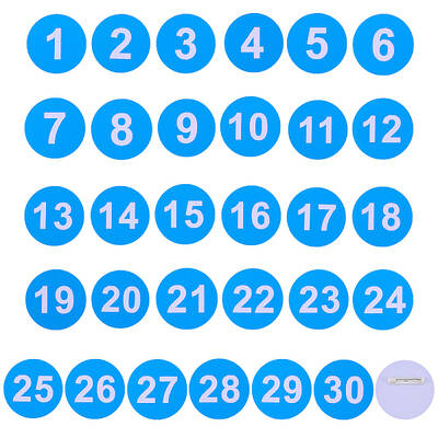 1 Set Round ABS Plastic Number 1-30 Brooches Sets