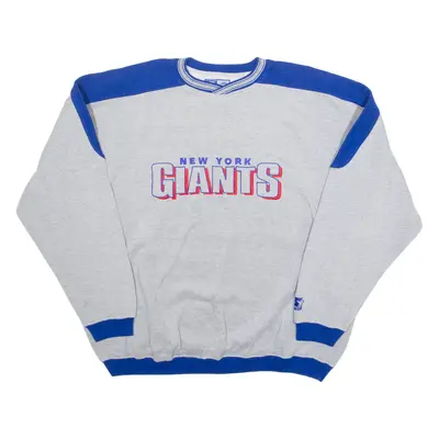 STARTER New York Giants Mens Sweatshirt Grey V-Neck USA XL