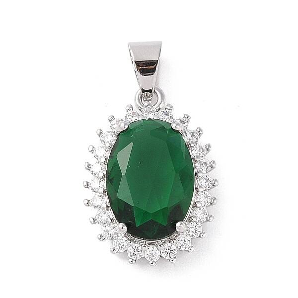Brass Micro Pave Cubic Zirconia Pendants