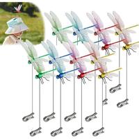 8PCS Dragonfly Hat Clip Bug Repellent, Outdoorhat Clip on Fake Dragonfly Rod Clip for Bug Repellent, 3D Dragonfly Garden Stak...