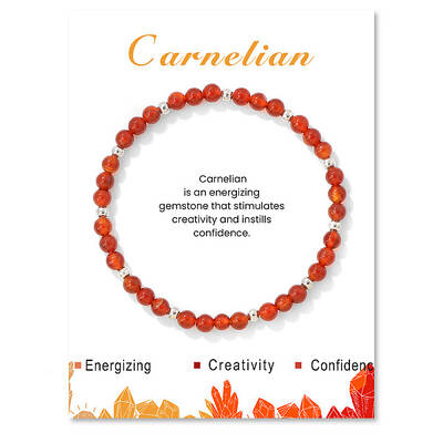 Natural Carnelian Bead Stretch Bracelets for Women