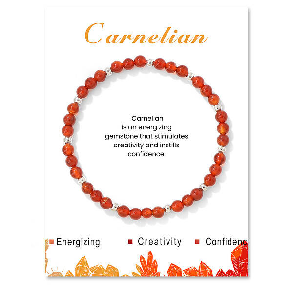 Natural Carnelian Bead Stretch Bracelets for Women