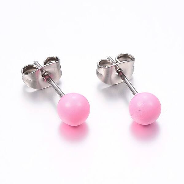304 Stainless Steel Spray Painted Stud Earrings