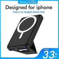 Podoru Wireless Charger with Foldable Stand, 10000mAh for MagSafe Magnetic Portable Battery Pack &USB-C Cable, Compact for iP...