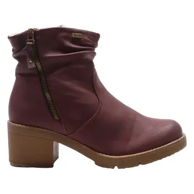 RIEKER Ankle Boots Maroon Leather Womens UK 7