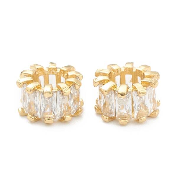Brass Clear Cubic Zirconia Beads