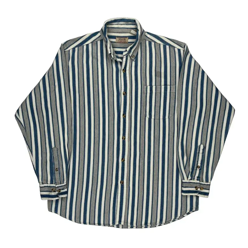 Shades Casual Striped Shirt - Large Blue Cotton
