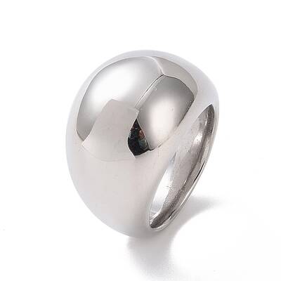Non-Tarnish 304 Stainless Steel Chunky Dome Finger Ring for Men Women