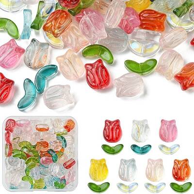 100Pcs 2 Styles Transparent Glass Beads