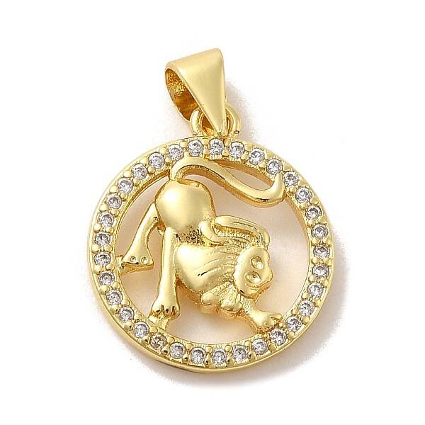 Zodiac Theme Brass Micro Pave Cubic Zirconia Pendants