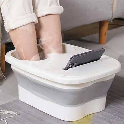 Portable Foot Bath Basin, 1 Count Foldable Massage Foot Bath Tub with Phone Holder, Foot Spa Basin for Home Use, Home Essenti...