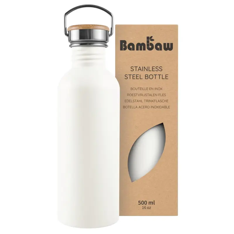 Bambaw Stainless Steel Water Bottle 500 ml Polar White