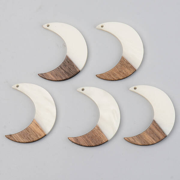 Opaque Resin & Walnut Wood Pendants