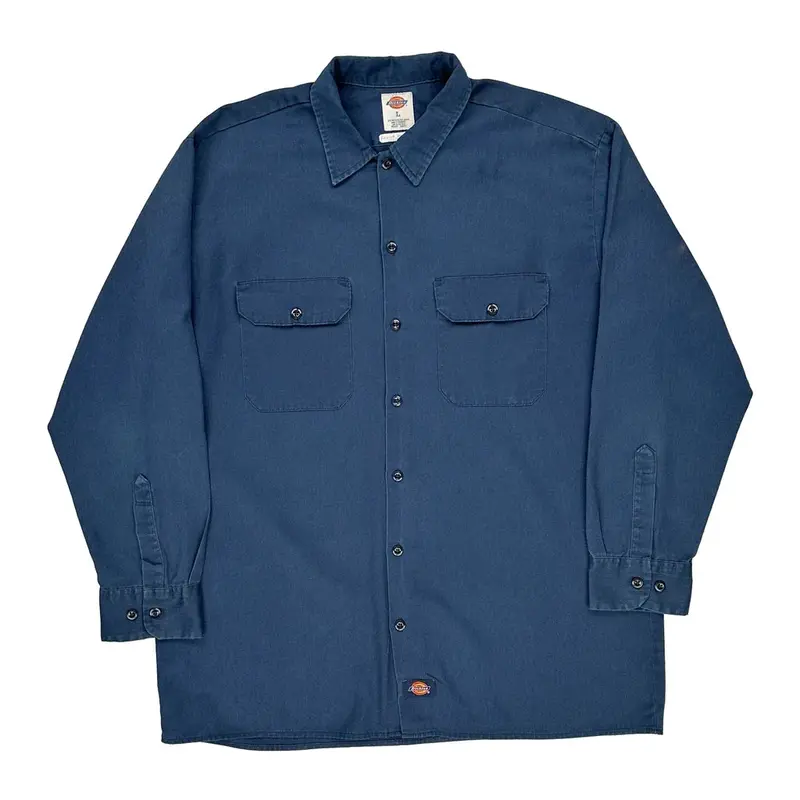 Dickies Shirt - Large Navy Polyester Blend