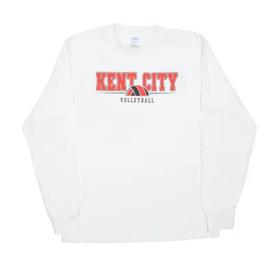 PORT & COMPANY Kent City Volleyball USA T-Shirt White Long Sleeve Mens M