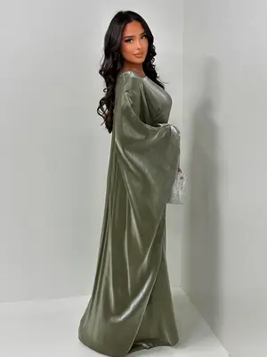 Women's Solid Color Round Neck Kaftan, Modest Fashion Long Sleeve Dress for Daily Wear, Women's Islamic Clothing for All Seas...