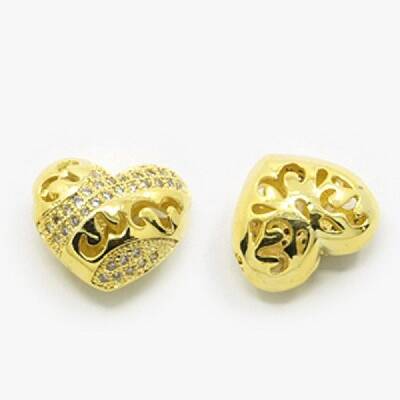 Brass Micro Pave Cubic Zirconia Beads