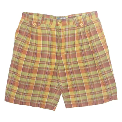 VINCI SEASON Womens Casual Shorts Yellow 90s Check L W36