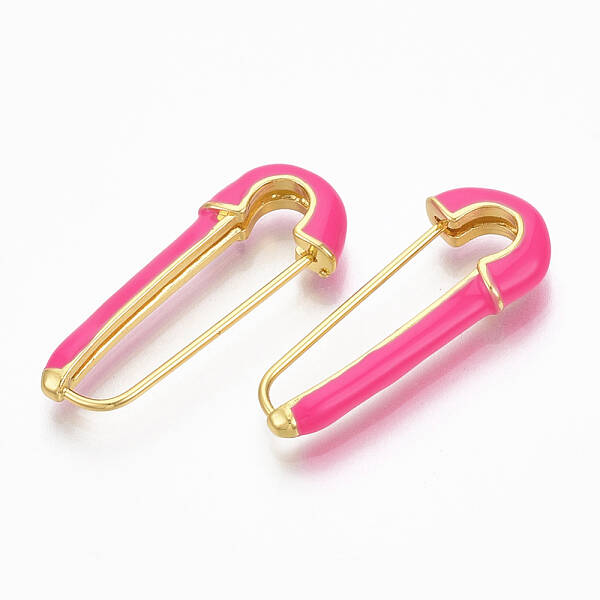 Brass Enamel Safety Pins Earrings