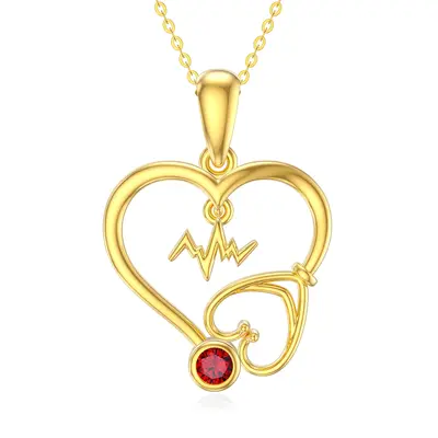 14K Gold Cubic Zirconia Heart Pendant Necklace
