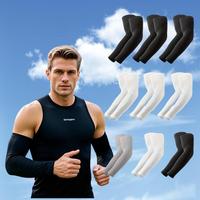Compression Arm Sleeves, 3/6 Pairs Cooling Sun Protection Sports Arm Sleeves, Arm Guard, Elastic Arm Sleeves for Men & Women,...