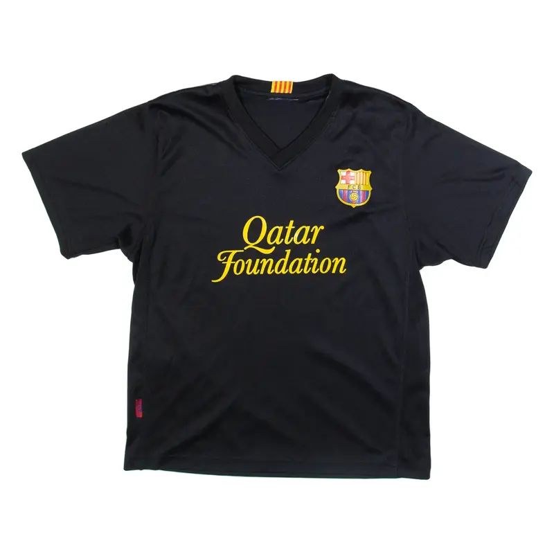 FC BARCELONA Messi Fan Boys Football Shirt Jersey Black L